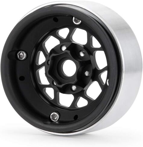 RCLIONS Aluminum Metal 1.9inch RC Beadlock Wheels Rims for 1/10th Crawler Axial SCX10 TRX4 D90-Pack of 4 (Black) in Saudi Arabia