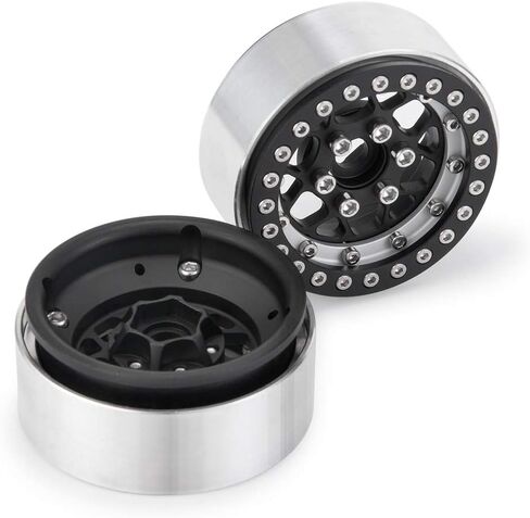 RCLIONS Aluminum Metal 1.9inch RC Beadlock Wheels Rims for 1/10th Crawler Axial SCX10 TRX4 D90-Pack of 4 (Black) in Saudi Arabia