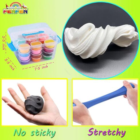 مجموعة صلصال يجف بالهواء للاطفال من 24 لون، صلصال تشكيل ناعم بدون خبز للمبتدئين، صلصال اسفنجي سحري مع ادوات in Kuwait