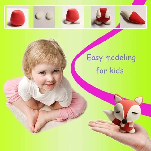 مجموعة صلصال يجف بالهواء للاطفال من 24 لون، صلصال تشكيل ناعم بدون خبز للمبتدئين، صلصال اسفنجي سحري مع ادوات in Kuwait