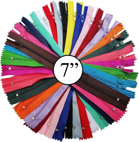 KGS Nylon Zipper for Sewing Crafts | 20 Assorted Colours | Size: 4+6+8+10+12 Inch | 100 Zippers/Pack | Multicolor Zippers for Sewing Supplies and Replacement in Bags, Pouches, Skirts, Dresses in Saudi Arabia