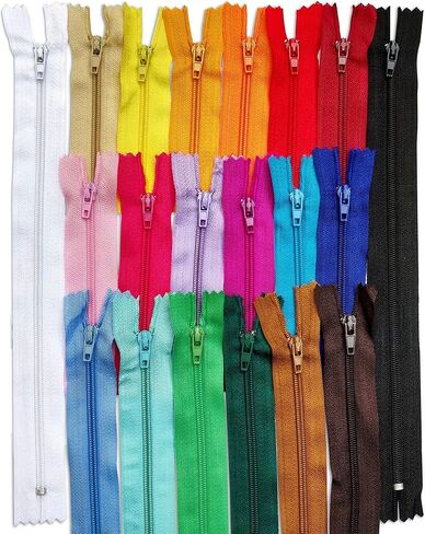KGS Nylon Zipper for Sewing Crafts | 20 Assorted Colours | Size: 4+6+8+10+12 Inch | 100 Zippers/Pack | Multicolor Zippers for Sewing Supplies and Replacement in Bags, Pouches, Skirts, Dresses in Saudi Arabia