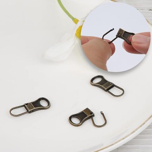 6pcs Replacement Zipper Pull, Detachable Zipper Pull Tabs Metal Zipper Pull Cord Extender Zipper Pull Repair Kit for Jackets Jeans Boots Backpacks Suitcases Purses (Bronze) in Saudi Arabia