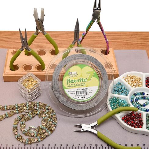 The Beadsmith Flex-Rite 7 حبلا مطلية بالنايلون، سلك خرز من الفولاذ المقاوم للصدأ، مستلزمات صناعة المجوهرات (.012 قطر، شفاف - 100 قدم) in Kuwait