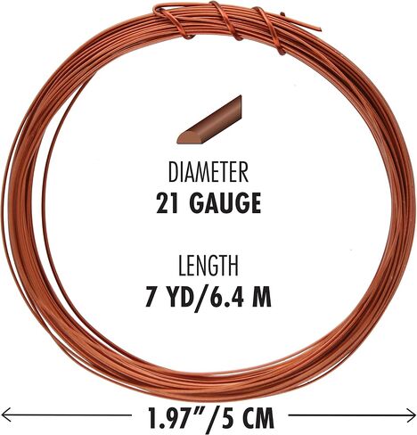 The Beadsmith Half-Round Craft Wire - Wire Elements - Soft Temper - 21 Gauge, 7 Yard Coil - Antique Copper Color - Beading Wire Used for Jewelry Making, Wire Wrapping, and Other DIY Arts & Crafts in Saudi Arabia