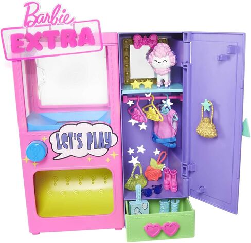 Barbie Extra Surprise Fashion Playset with 20 Pieces Including Pet Poodle, Closet and Push-Button Feature That Dispenses Fashion Accessories, Gift for 3 Year Olds & Up in Saudi Arabia