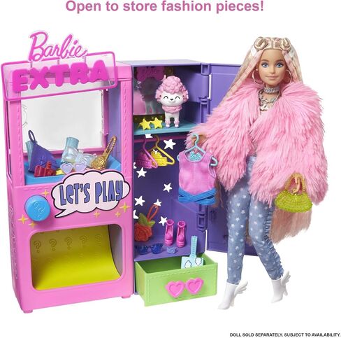 Barbie Extra Surprise Fashion Playset with 20 Pieces Including Pet Poodle, Closet and Push-Button Feature That Dispenses Fashion Accessories, Gift for 3 Year Olds & Up in Saudi Arabia