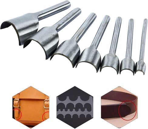 YaeTek Leather Craft Tools DIY Half-Round Cutter Punch Strap Belt Wallet Bag End Cutting Tool Arc-Shaped 7 Sizes 10-40mm in Saudi Arabia