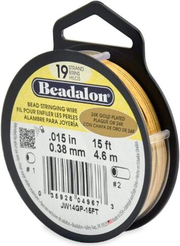 Beadalon 19-Strand Bead Stringing Wire, 0.015-Inch, Gold Plated, 15-Feet in Saudi Arabia