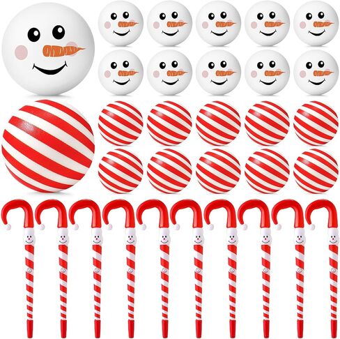 Zhanmai 48 Pcs Christmas Gifts Bulk Included 24 Christmas Pens Candy Cane Pens 24 Funny Stress Balls for Adults Snow Balls Candy Cane Stress Toys Christmas Party Favors for Stocking Fillers Gifts in Saudi Arabia