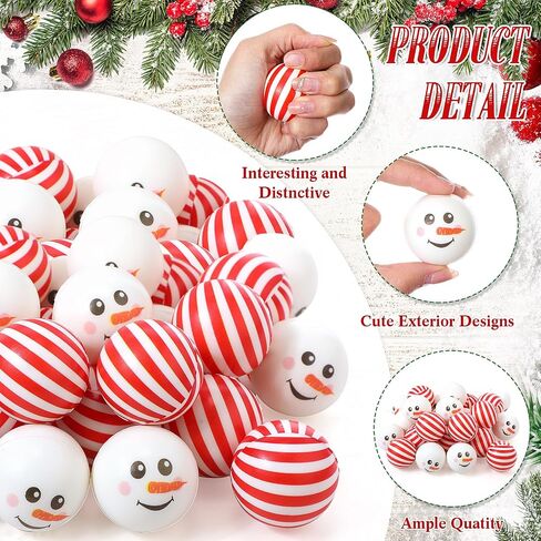 Zhanmai 48 Pcs Christmas Gifts Bulk Included 24 Christmas Pens Candy Cane Pens 24 Funny Stress Balls for Adults Snow Balls Candy Cane Stress Toys Christmas Party Favors for Stocking Fillers Gifts in Saudi Arabia