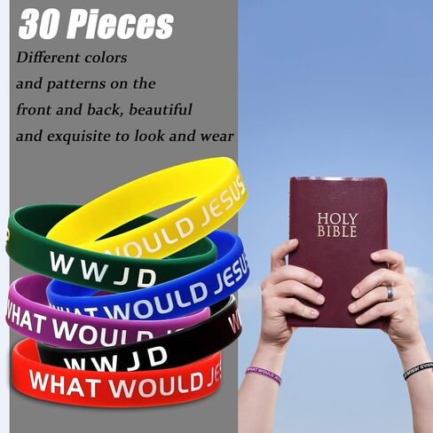 Gejoy 24 Pieces WWJD Bracelets What Would Jesus Do Bracelets Rubber Colorful WWJD Silicone Wristbands for Fundraiser Church Events Party Favors in Saudi Arabia