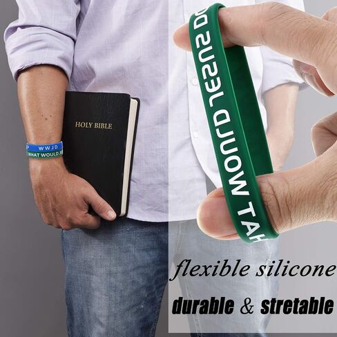 Gejoy 24 Pieces WWJD Bracelets What Would Jesus Do Bracelets Rubber Colorful WWJD Silicone Wristbands for Fundraiser Church Events Party Favors in Saudi Arabia