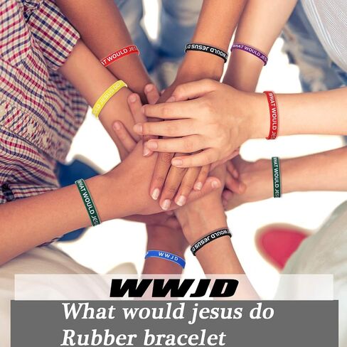 Gejoy 24 Pieces WWJD Bracelets What Would Jesus Do Bracelets Rubber Colorful WWJD Silicone Wristbands for Fundraiser Church Events Party Favors in Saudi Arabia