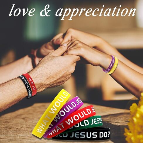 Gejoy 24 Pieces WWJD Bracelets What Would Jesus Do Bracelets Rubber Colorful WWJD Silicone Wristbands for Fundraiser Church Events Party Favors in Saudi Arabia