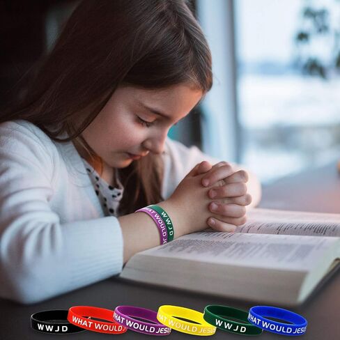 Gejoy 24 Pieces WWJD Bracelets What Would Jesus Do Bracelets Rubber Colorful WWJD Silicone Wristbands for Fundraiser Church Events Party Favors in Saudi Arabia