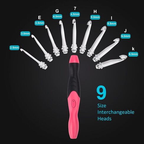 BCMRUN LED Crochet hooks set,9 Interchangeable Heads Light Up Knitting Needles Weave Sewing Tool Accessories with Case(Purple) in Kuwait