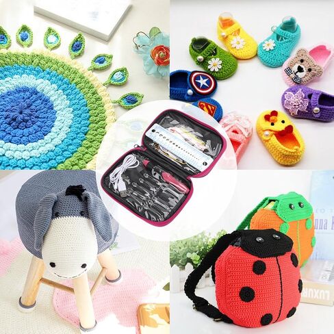 BCMRUN LED Crochet hooks set,9 Interchangeable Heads Light Up Knitting Needles Weave Sewing Tool Accessories with Case(Purple) in Kuwait