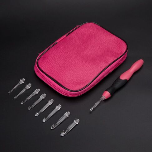 BCMRUN LED Crochet hooks set,9 Interchangeable Heads Light Up Knitting Needles Weave Sewing Tool Accessories with Case(Purple) in Kuwait