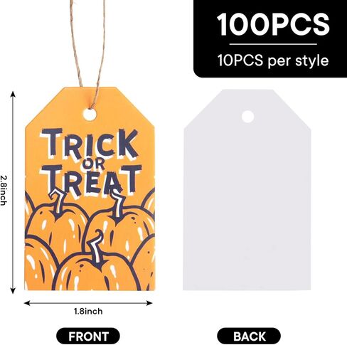 160 قطعة من بطاقات الهالوين الورقية من Koogel، علامات هدايا مفضلة لموضوع الهالوين مع خيوط لحفلات الهالوين وحقيبة الحلوى للتعليق in Kuwait