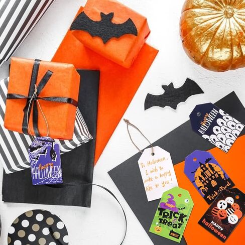 160 قطعة من بطاقات الهالوين الورقية من Koogel، علامات هدايا مفضلة لموضوع الهالوين مع خيوط لحفلات الهالوين وحقيبة الحلوى للتعليق in Kuwait