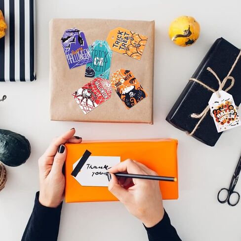 160 قطعة من بطاقات الهالوين الورقية من Koogel، علامات هدايا مفضلة لموضوع الهالوين مع خيوط لحفلات الهالوين وحقيبة الحلوى للتعليق in Kuwait