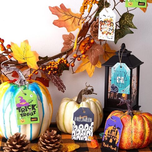 160 قطعة من بطاقات الهالوين الورقية من Koogel، علامات هدايا مفضلة لموضوع الهالوين مع خيوط لحفلات الهالوين وحقيبة الحلوى للتعليق in Kuwait