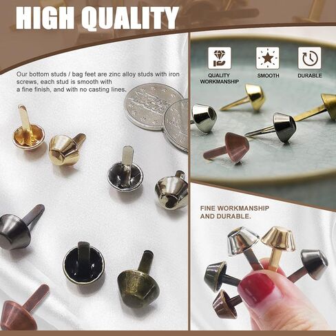 Wokape 300 Pcs Plate Bottom Stud Bag Feet Cone Studs - 3/5"- 15mm 5 Colors Spikes and Studs Handbag Purse Feet Barrel Back Punk Studs for Clothing Shoes in Saudi Arabia