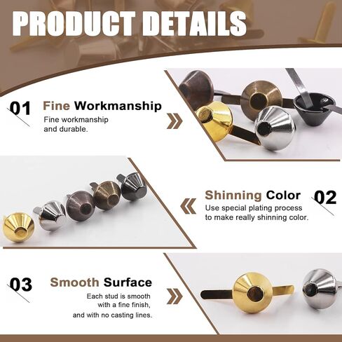 Wokape 300 Pcs Plate Bottom Stud Bag Feet Cone Studs - 3/5"- 15mm 5 Colors Spikes and Studs Handbag Purse Feet Barrel Back Punk Studs for Clothing Shoes in Saudi Arabia