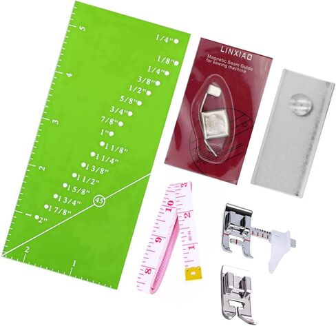مسطرة دليل التماس ودليل خياطة مغناطيسي لماكينة الخياطة، 6 قطع من ملحقات ماكينة الخياطة تحتوي على شريط قياس وقدم ضغط لماكينة الخياطة in Kuwait