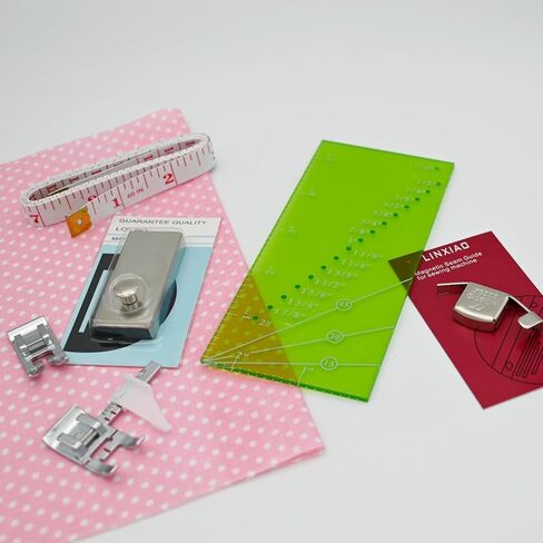 مسطرة دليل التماس ودليل خياطة مغناطيسي لماكينة الخياطة، 6 قطع من ملحقات ماكينة الخياطة تحتوي على شريط قياس وقدم ضغط لماكينة الخياطة in Kuwait