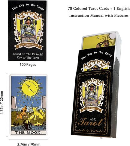 IXIGER Classic Tarot Cards Deck with Guide Book 78pcs Tarot Cards for Beginners to Advanced, Dark Tarot Deck, Durable Oracle Cards in Kuwait