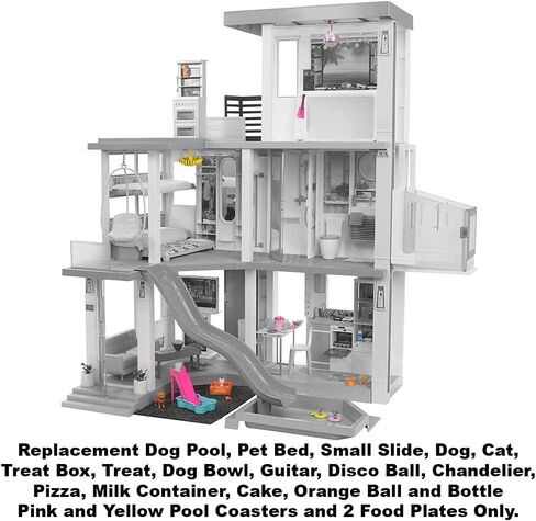 Replacement Parts for Barbie Doll Dreamhouse Playset - GRG93 ~ Replacement Pretend Dog Pool and Slide, Dog and Accessories, Cat, Guitar, Disco Ball, Chandelier and More! in Saudi Arabia
