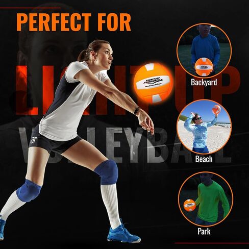 كرة طائرة مضيئة بإضاءة LED من Wave Runner - ألعاب الكرة الطائرة المتوهجة في الظلام - مقاس 10.35 بوصة. مع مضخة وبطاريات متضمنة | رائعة للبالغين والمراهقين ومحبي الكرة الطائرة واللاعبين in Kuwait