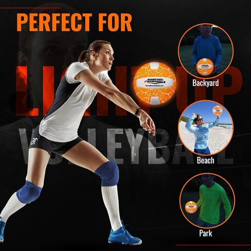 كرة طائرة مضيئة بإضاءة LED من Wave Runner - ألعاب الكرة الطائرة المتوهجة في الظلام - مقاس 10.35 بوصة. مع مضخة وبطاريات متضمنة | رائعة للبالغين والمراهقين ومحبي الكرة الطائرة واللاعبين in Kuwait
