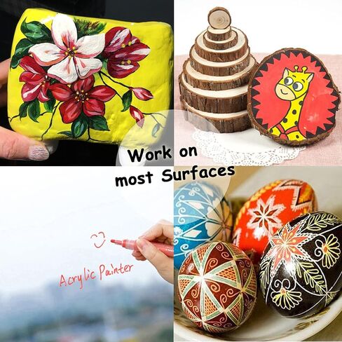 أقلام طلاء أكريليك من Dyvicl للرسم الصخري، والسيراميك، والزجاج، والخشب، والنسيج، والقماش، والكوب، واليقطين، ومستلزمات صناعة الحرف اليدوية، وحرف سجل القصاصات، وصناعة البطاقات، ومجموعة أقلام تحديد الطلاء الأكريليك من 12 لونًا in Kuwait