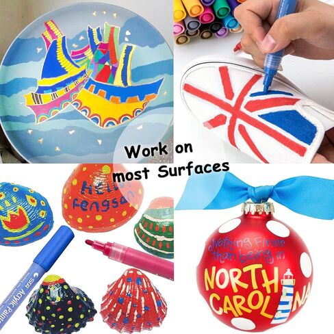 أقلام طلاء أكريليك من Dyvicl للرسم الصخري، والسيراميك، والزجاج، والخشب، والنسيج، والقماش، والكوب، واليقطين، ومستلزمات صناعة الحرف اليدوية، وحرف سجل القصاصات، وصناعة البطاقات، ومجموعة أقلام تحديد الطلاء الأكريليك من 12 لونًا in Kuwait