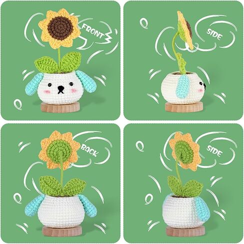 PEGYOU Crochet Kit for Beginners - 2 PCS Beginner Crochet Kit for Adults Kids with Step-by-Step Video Tutorials and Instructions, Learn to Crochet Kits for Adults Beginner (Daisy and Sunflower) in Saudi Arabia