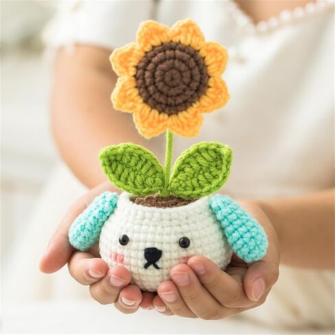 PEGYOU Crochet Kit for Beginners - 2 PCS Beginner Crochet Kit for Adults Kids with Step-by-Step Video Tutorials and Instructions, Learn to Crochet Kits for Adults Beginner (Daisy and Sunflower) in Saudi Arabia