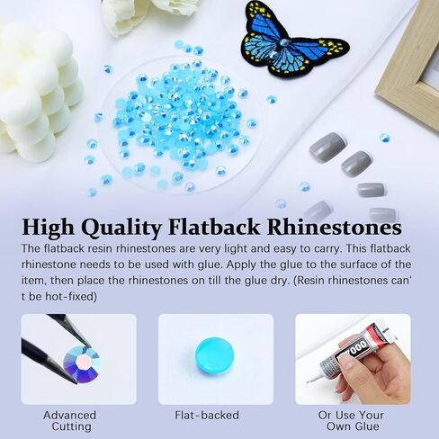 Briskbloom 2000 قطعة 4 مم من حجر الراين المسطح من الراتنج، بحيرة زرقاء AB من أحجار الراين من الراتنج المسطح للأكواب والزجاجات والأكواب والديكور الحرفي وحجر الماس اللامع اللامع in Kuwait