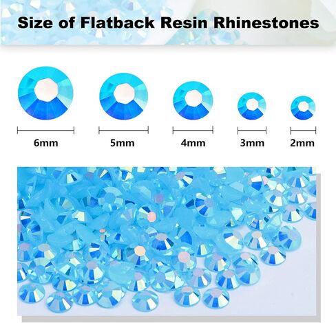 Briskbloom 2000 قطعة 4 مم من حجر الراين المسطح من الراتنج، بحيرة زرقاء AB من أحجار الراين من الراتنج المسطح للأكواب والزجاجات والأكواب والديكور الحرفي وحجر الماس اللامع اللامع in Kuwait