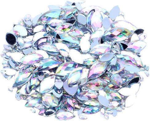 RANXIZY 600 قطعة من أحجار الراين قطرة الماء، مقاسات متنوعة من أحجار الراين الكريستالية المسطحة من الراتنج للملابس اليدوية لتزيين الملابس بنفسك (AB) in Kuwait