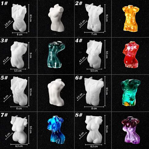 8 Shapes Resin 3D Body Shape Mold Silicone Body Stand Ornaments Resin Mould Female Male Model Body Mold Crystal Epoxy Mold Plaster Statue Figure Figurine Casting Mold for DIY Jewelry Craft in Saudi Arabia