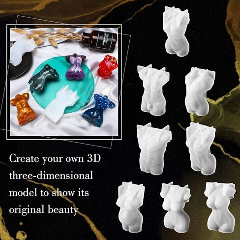 8 Shapes Resin 3D Body Shape Mold Silicone Body Stand Ornaments Resin Mould Female Male Model Body Mold Crystal Epoxy Mold Plaster Statue Figure Figurine Casting Mold for DIY Jewelry Craft in Saudi Arabia