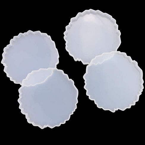 SKPPC 4 قطع قوالب كوستر الراتينج ، قوالب سيليكون لصب الراتنج ، قوالب سيليكون العقيق كوستر لصنع الراتنج ، عقيق الأكواب، الحصير كأس ، ديكور المنزل in Kuwait