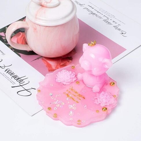 SKPPC 4 قطع قوالب كوستر الراتينج ، قوالب سيليكون لصب الراتنج ، قوالب سيليكون العقيق كوستر لصنع الراتنج ، عقيق الأكواب، الحصير كأس ، ديكور المنزل in Kuwait