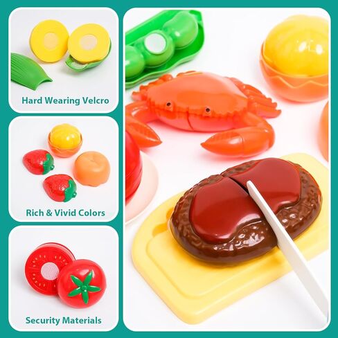 28℃ 69PCS Play Kitchen Accessories Toy,Kids Pretend Cooking Toys with Play Pots and Pans,Toddler Pretend Cooking Playset with Food,Fruits,Vegetables,Play Kitchen Toys for Girls Boys(Green) in Kuwait