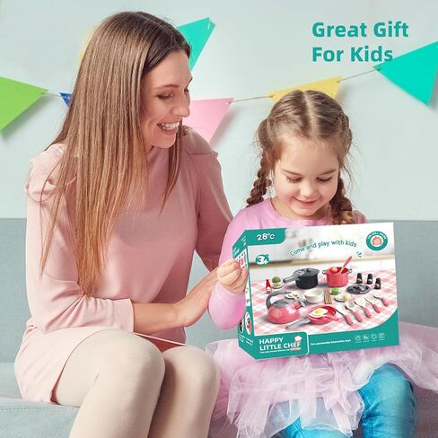 28℃ 69PCS Play Kitchen Accessories Toy,Kids Pretend Cooking Toys with Play Pots and Pans,Toddler Pretend Cooking Playset with Food,Fruits,Vegetables,Play Kitchen Toys for Girls Boys(Green) in Kuwait