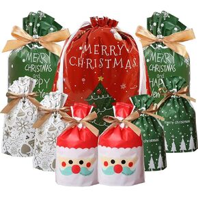 DUILE 34 قطعة من أكياس هدايا عيد الميلاد برباط بأحجام متنوعة وحقائب عيد الميلاد للهدايا اللطيفة وحقائب هدايا عيد الميلاد سانتا اللطيفة ومستلزمات زينة حفلات عيد الميلاد in Kuwait