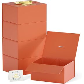 Gift Boxes With Lid 13" X 9" X 4", Deluxe Gift Box With Ribbon Greeting Card and Magnet Closure, Suitable for Wedding, Mother'S Day, Bridesmaid Gift, Graduation, Birthday, Etc.Black 5 Pack